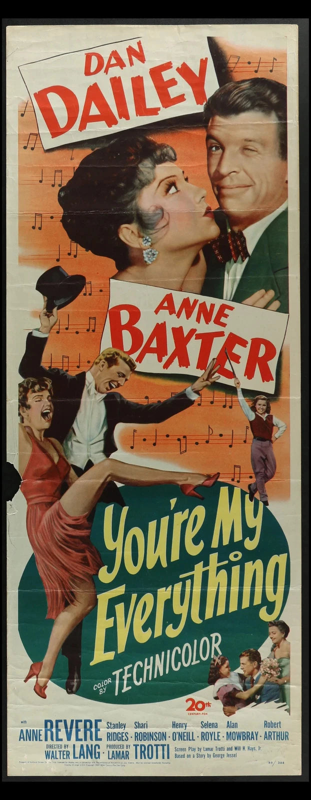 You're My Everything (1949) Original Musical Insert Movie Poster Folded 14x36