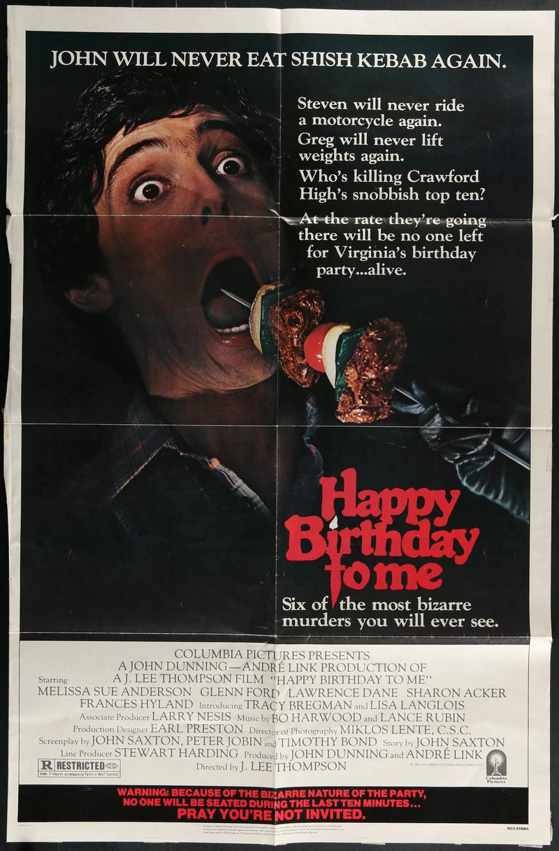 Happy Birthday to Me (1981) Original One Sheet Horror Poster Folded 27x41