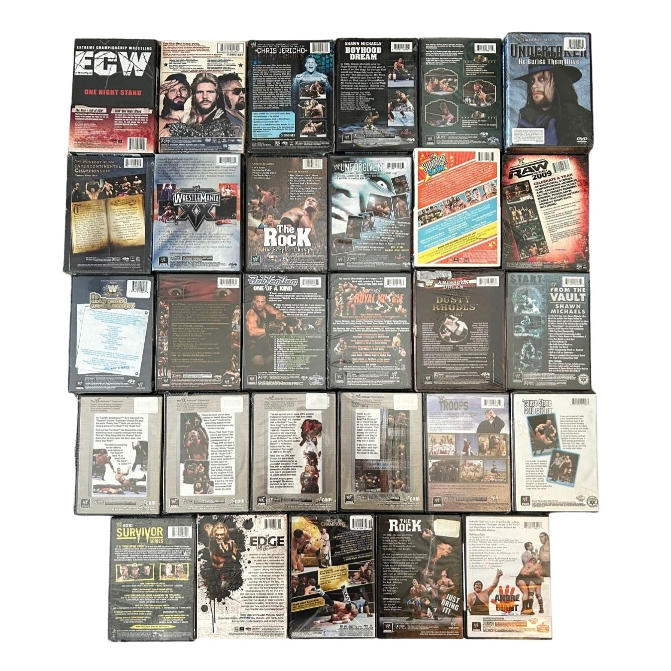 BULK LOT 29 BRAND NEW SEALED Wrestling DVDS - WWE WWF Wrestlemania The Rock GA1