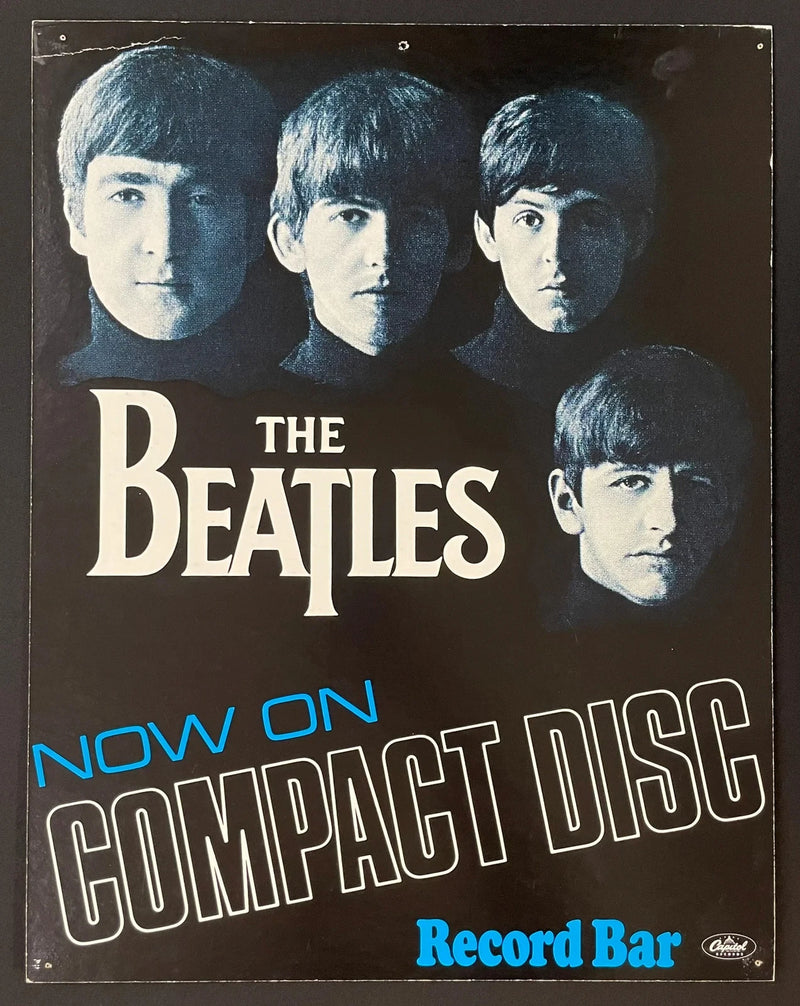 The Beatles Compact Disc Record Bar Promo Poster 1987 Double Sided 14x18 Rare