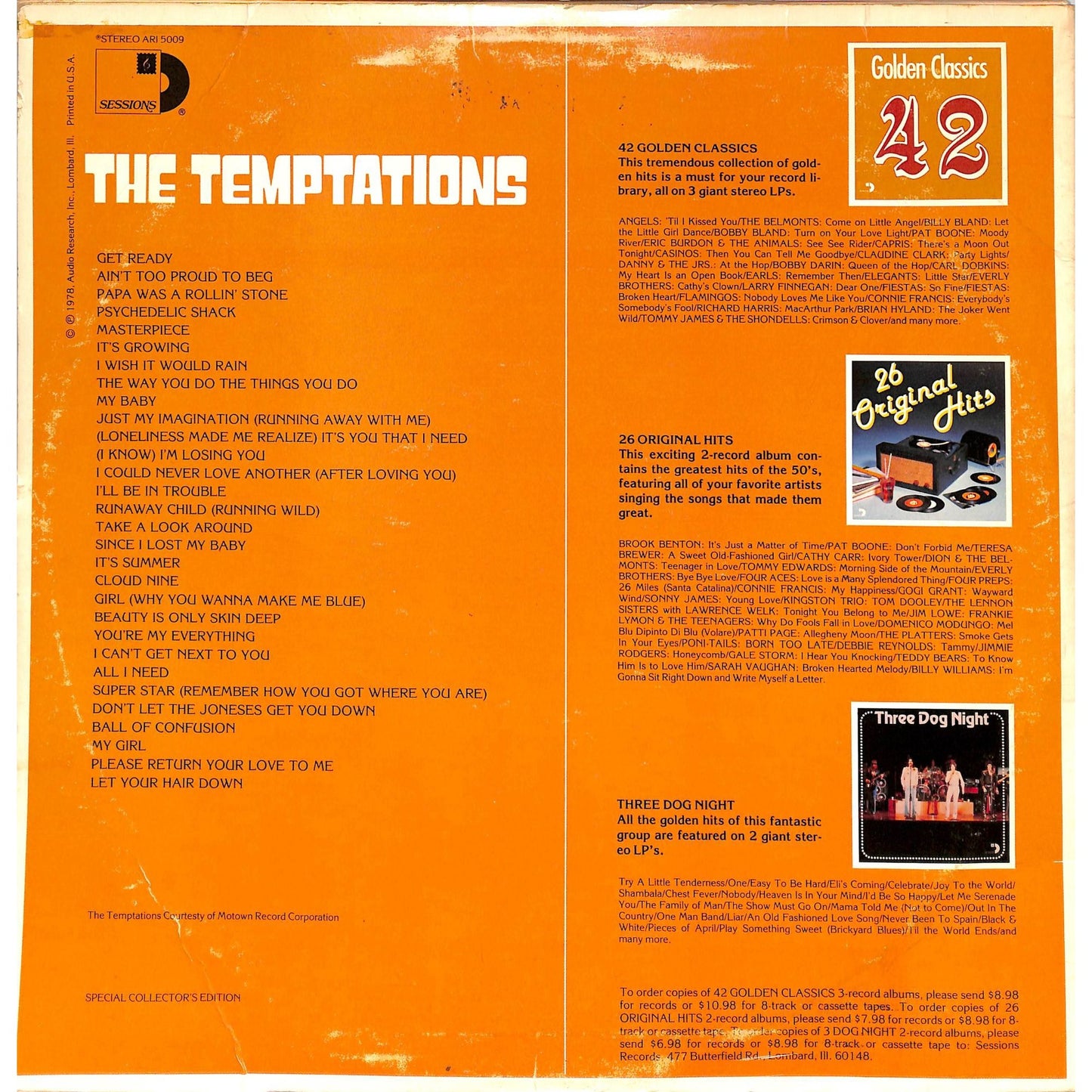 The Temptations Self-Titled 3LP Vinyl Record ARI 5009