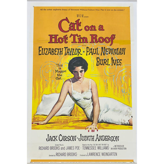 Cat on a Hot Tin Roof (1958) Elizabeth Taylor Original Linenbacked Restored 1sh