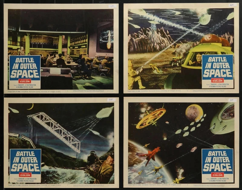 Battle in Outer Space 1960 Original 8 Lobby Card Set 11x14 Ishiro Honda Toho