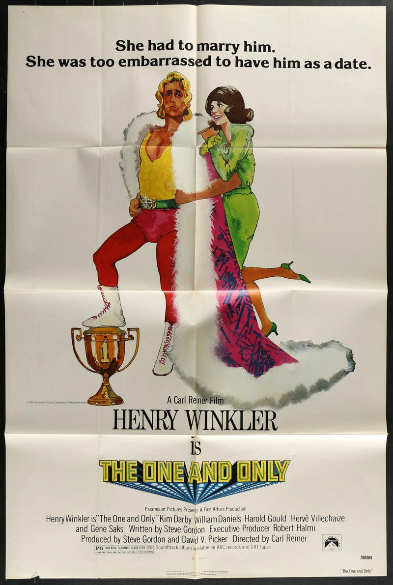 The One and Only 1978 Original Movie Poster 27x41 Henry Winkler Comedy Wrestling