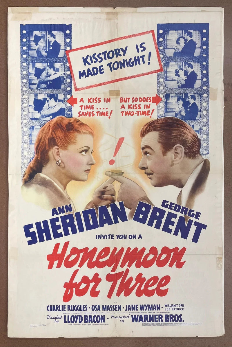 Honeymoon for Three 1941 Original US Folded Ann Sheridan George Brent Poster