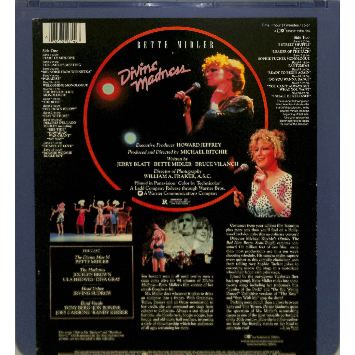 Divine Madness Live (1980) CED RCA SelectaVision TESTED WORKING