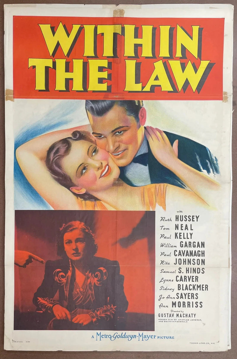 Within the Law 1939 Original US One Sheet Folded Ruth Hussey Crime Drama Poster