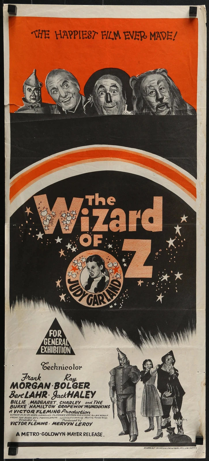 The Wizard of Oz Australian Daybill Poster 13x30 Judy Garland 1970s Re-release