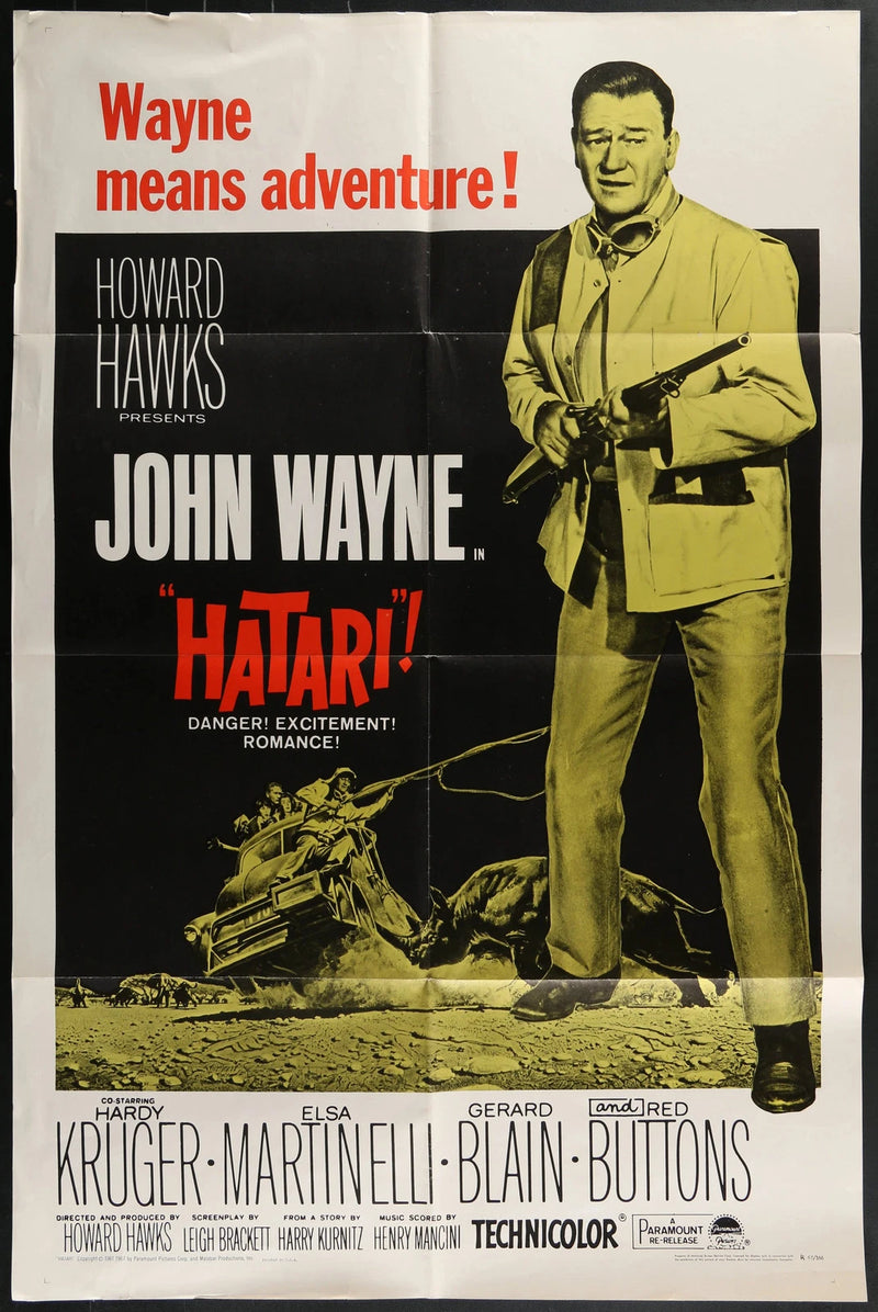 Hatari! (1962) 1967 Re-Release One Sheet Poster 27x41 John Wayne