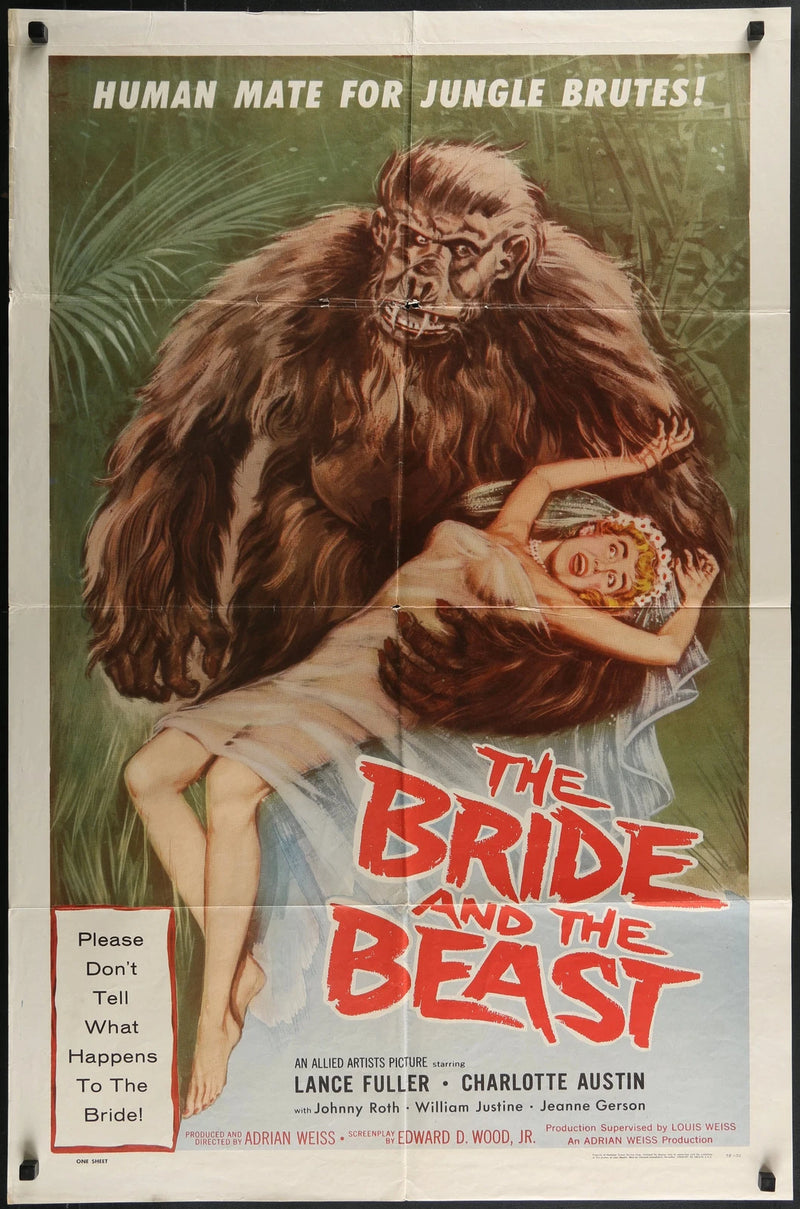 Bride and the Beast 1958 One Sheet Poster 27x41 Ed Wood Gorilla Exploitation Art