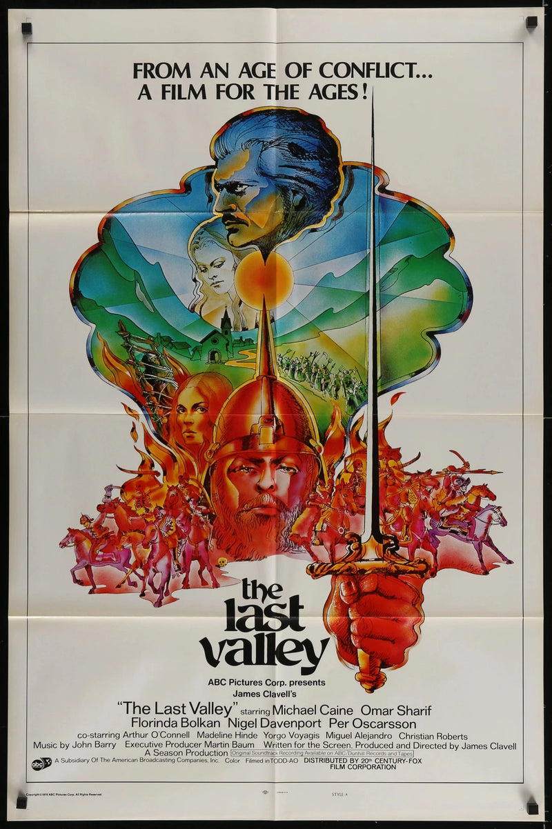 The Last Valley (1971) Original One Sheet Movie Poster Folded 27x41 Caine Sharif