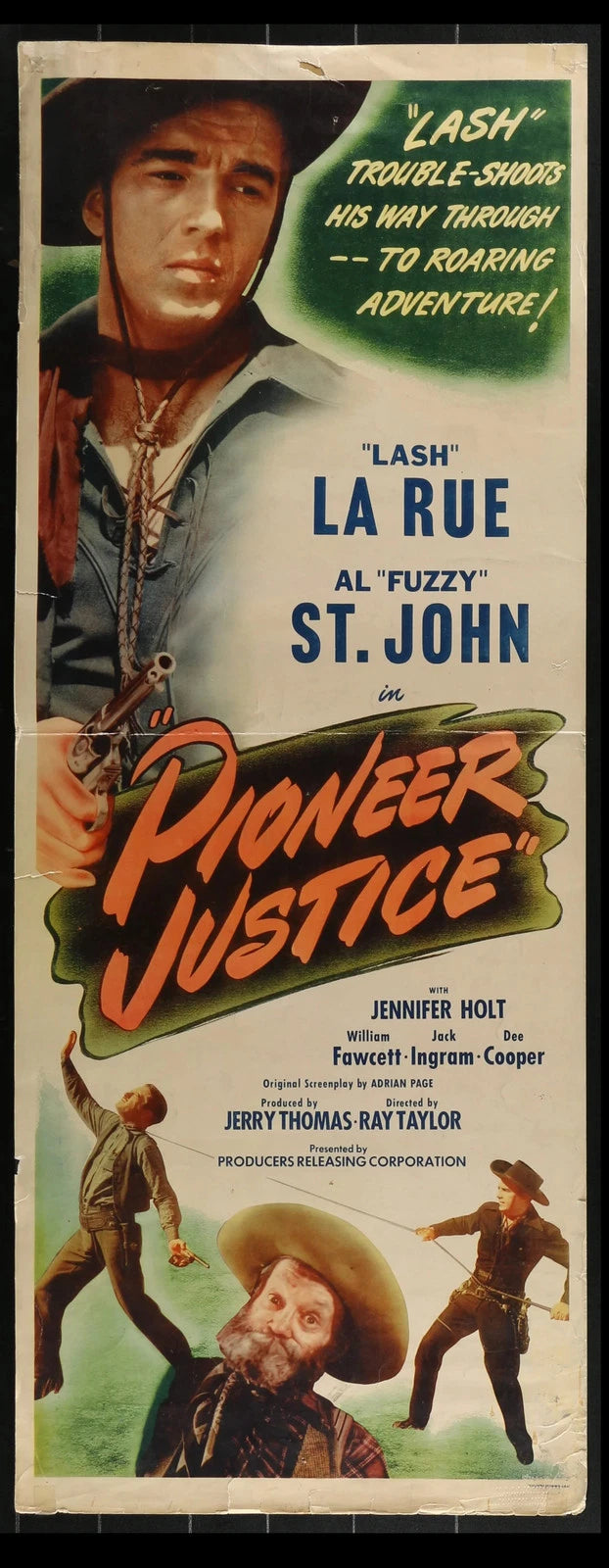 Pioneer Justice (1947) Original Western Insert Movie Poster Rolled 14x36