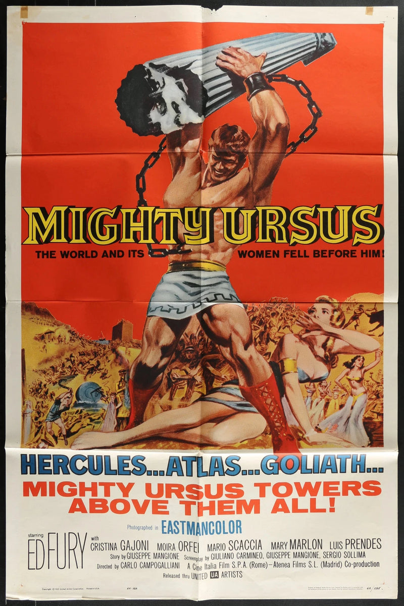 Mighty Ursus 1961 Original Movie Poster 27x41 Sword and Sandal Peplum