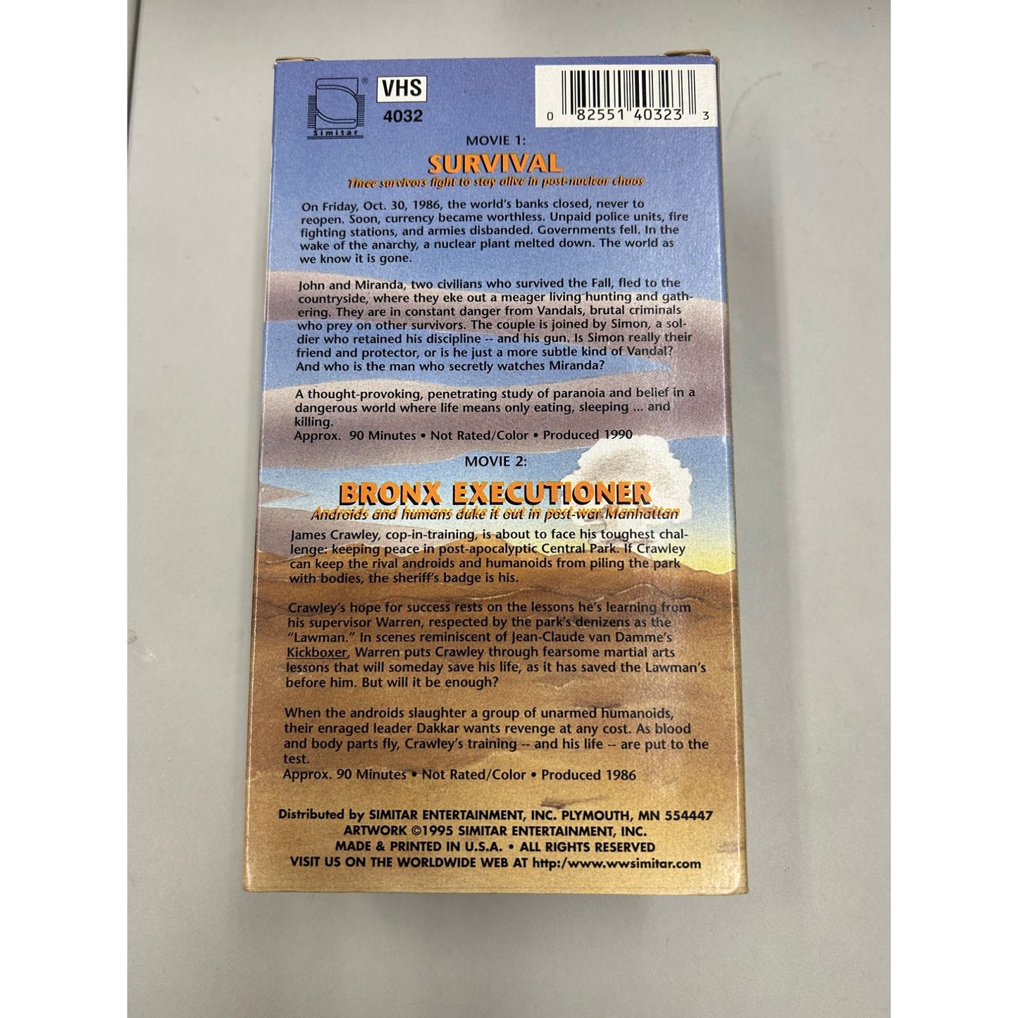 Nuclear Apocalypse 2-Movie Set Survival (1990) Bronx Executioner (1986)