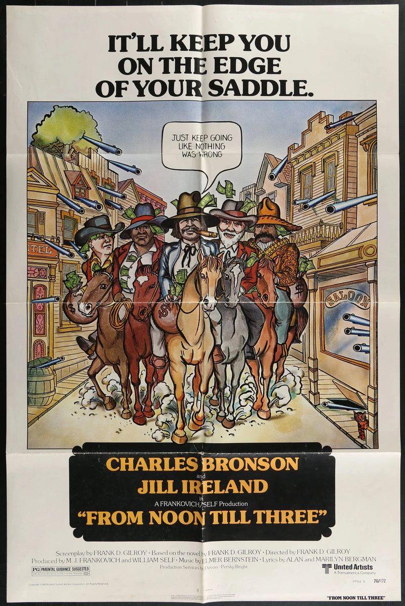 From Noon Till Three (1976) Original One Sheet Poster 27x41 Charles Bronson