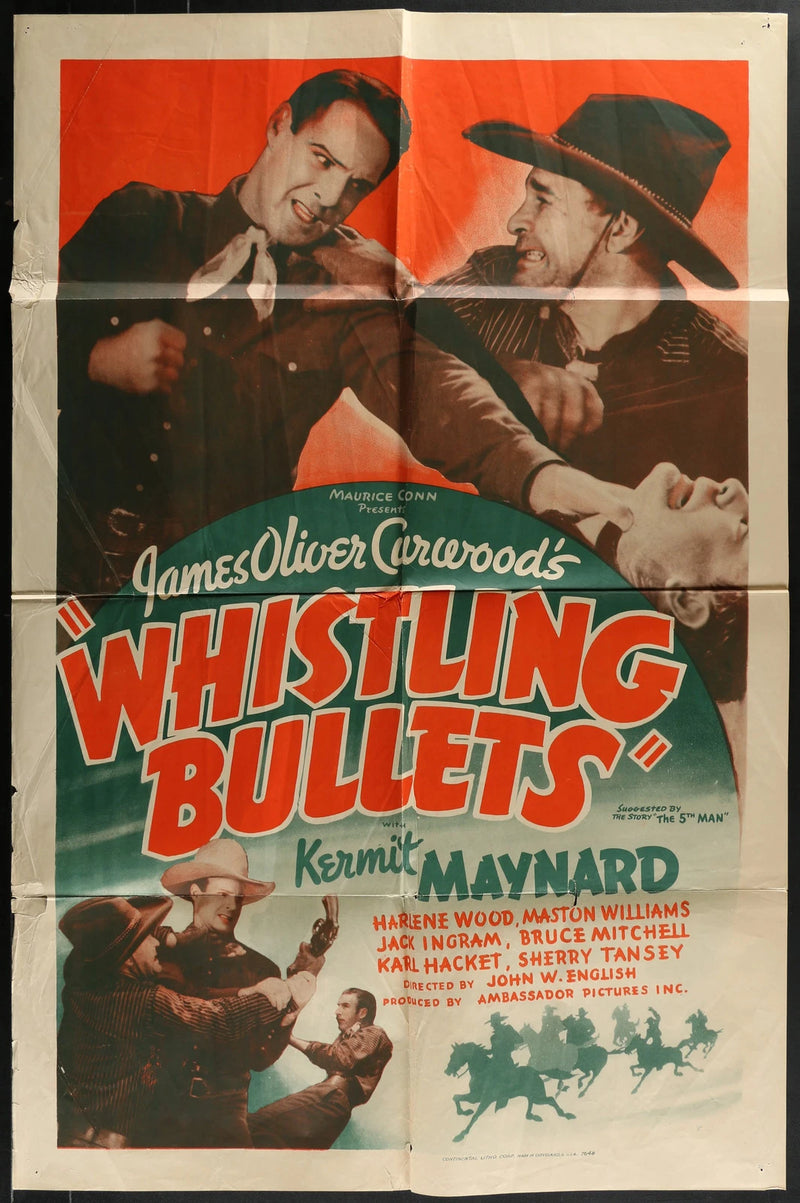 Whistling Bullets 1937 Kermit Maynard Western Movie Poster 27x41