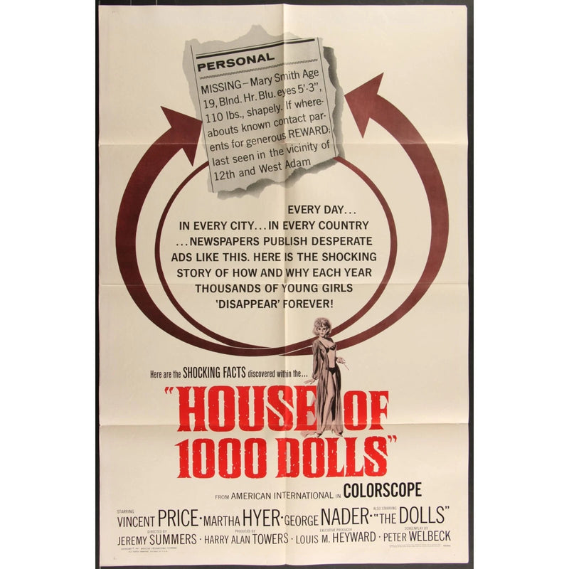 House of 1,000 Dolls (1967) original Movie Poster 27x41
