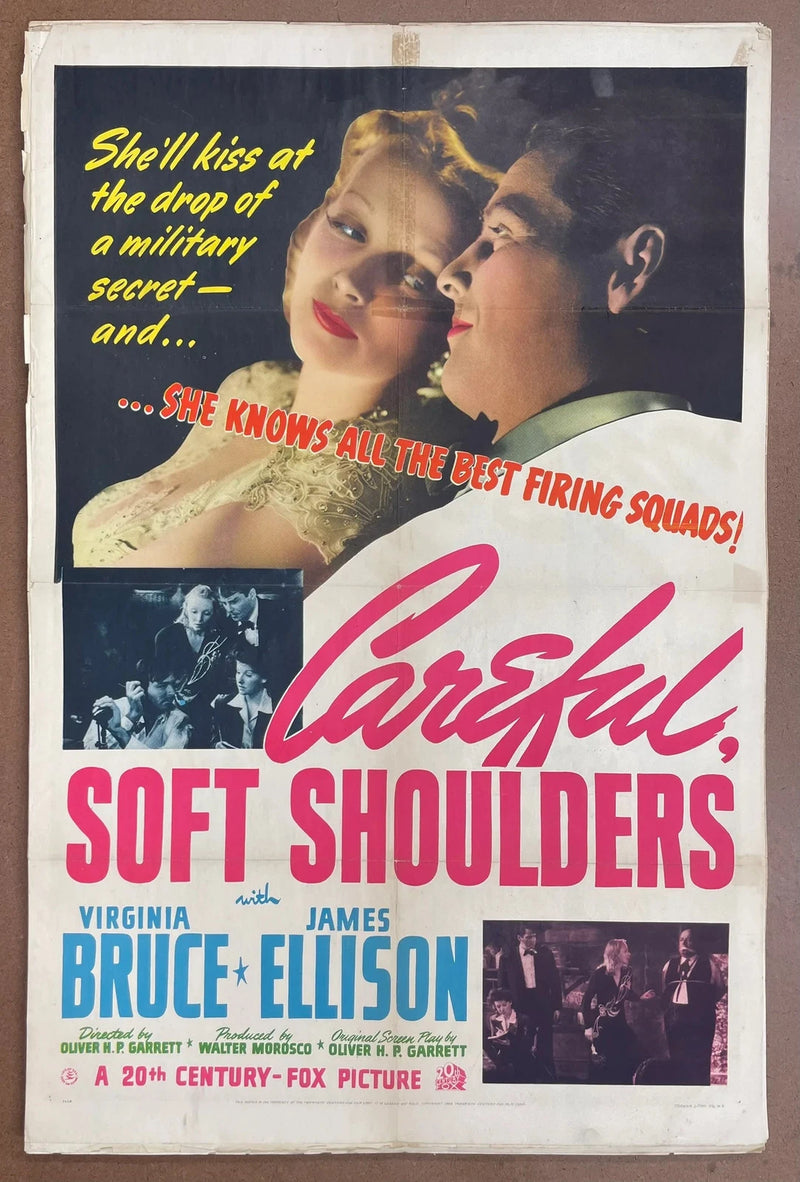 Careful, Soft Shoulders 1942 Original US Folded Virginia Bruce Spy Drama Poster