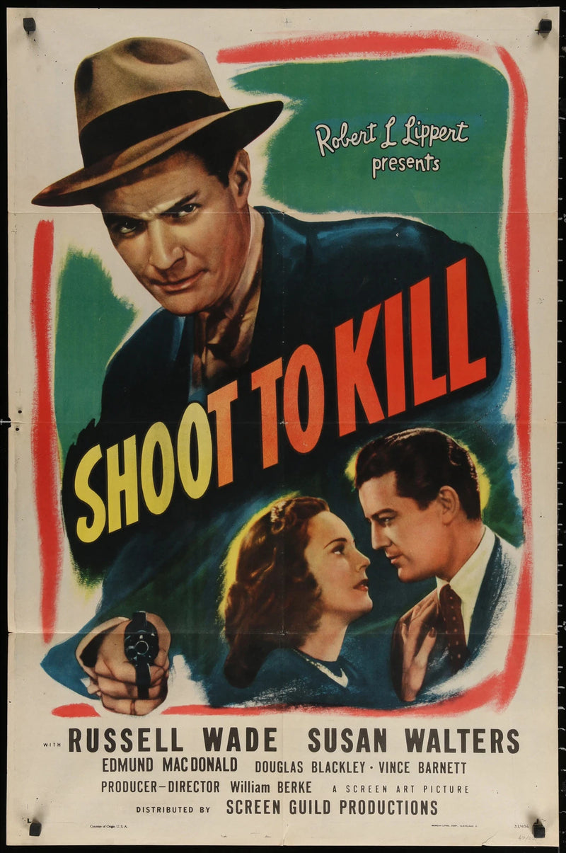 Shoot to Kill (1947) Original Film Noir One Sheet Poster 27x41 Russell Wade