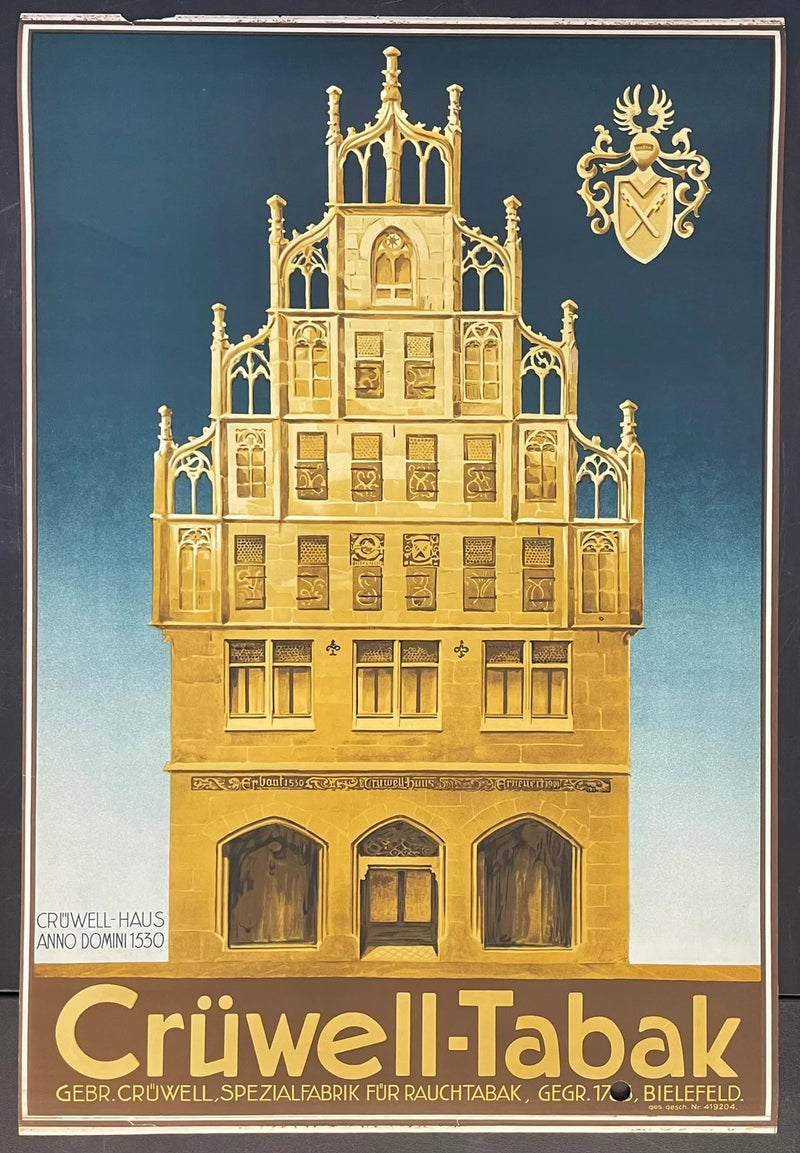 Crüwell-Tabak (1920s) Original German Advertising Poster 23x34