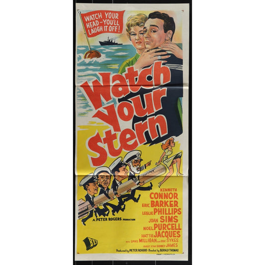 Watch Your Stern (1960) Original Australian Daybill Movie Poster Folded 13x30