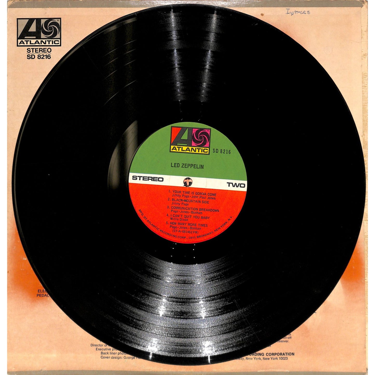 Led Zeppelin Self Titled Vinyl Record SD 8216