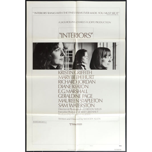 Interiors (1978) Original Movie Poster Folded 27x41