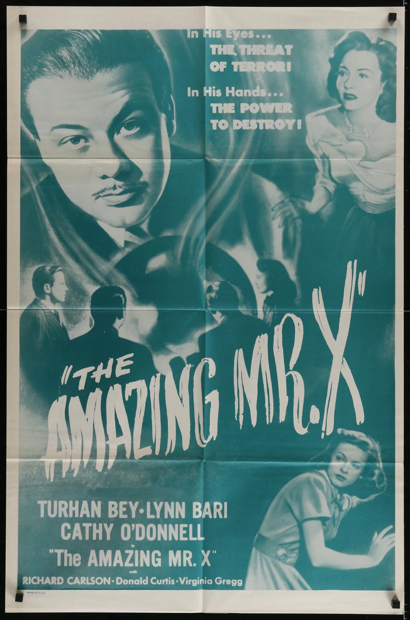 The Amazing Mr. X (1948) Original Re-Release Movie Poster Folded 27x41 Film Noir