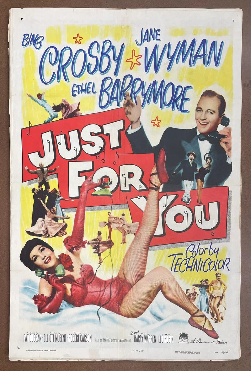 Just for You 1952 Original US One Sheet Folded Bing Crosby Musical Poster