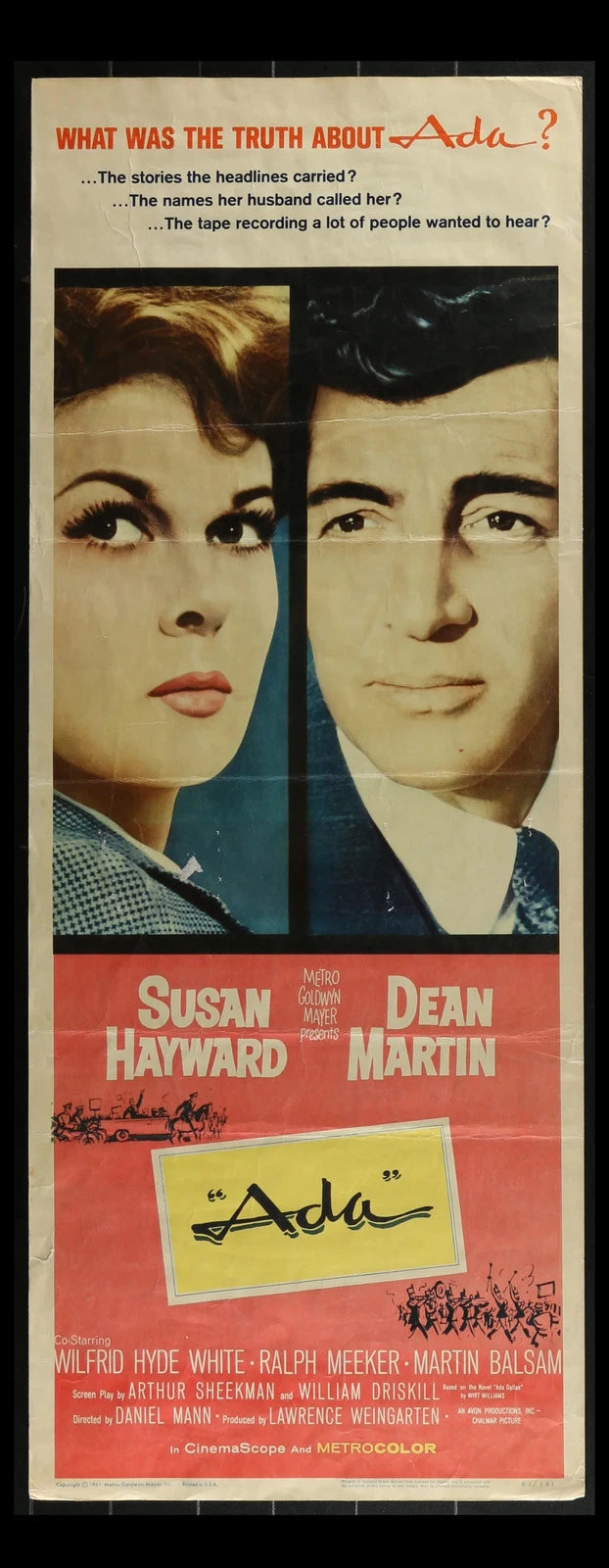 Ada (1961) Original Movie Poster Insert 14x36 Susan Hayward Dean Martin Drama