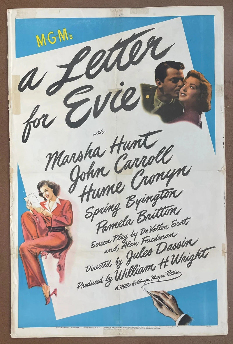 A Letter for Evie 1945 Original US One Sheet Movie Poster