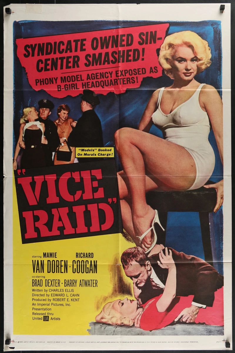 Vice Raid Original 1960 1 Sheet Poster Mamie Van Doren Crime Exploitation Noir