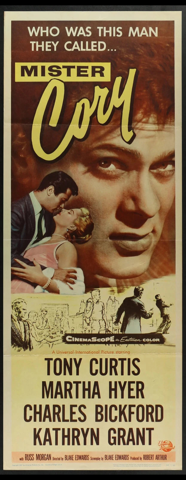 Mister Cory (1957) Original Insert Movie Poster Folded 14x36