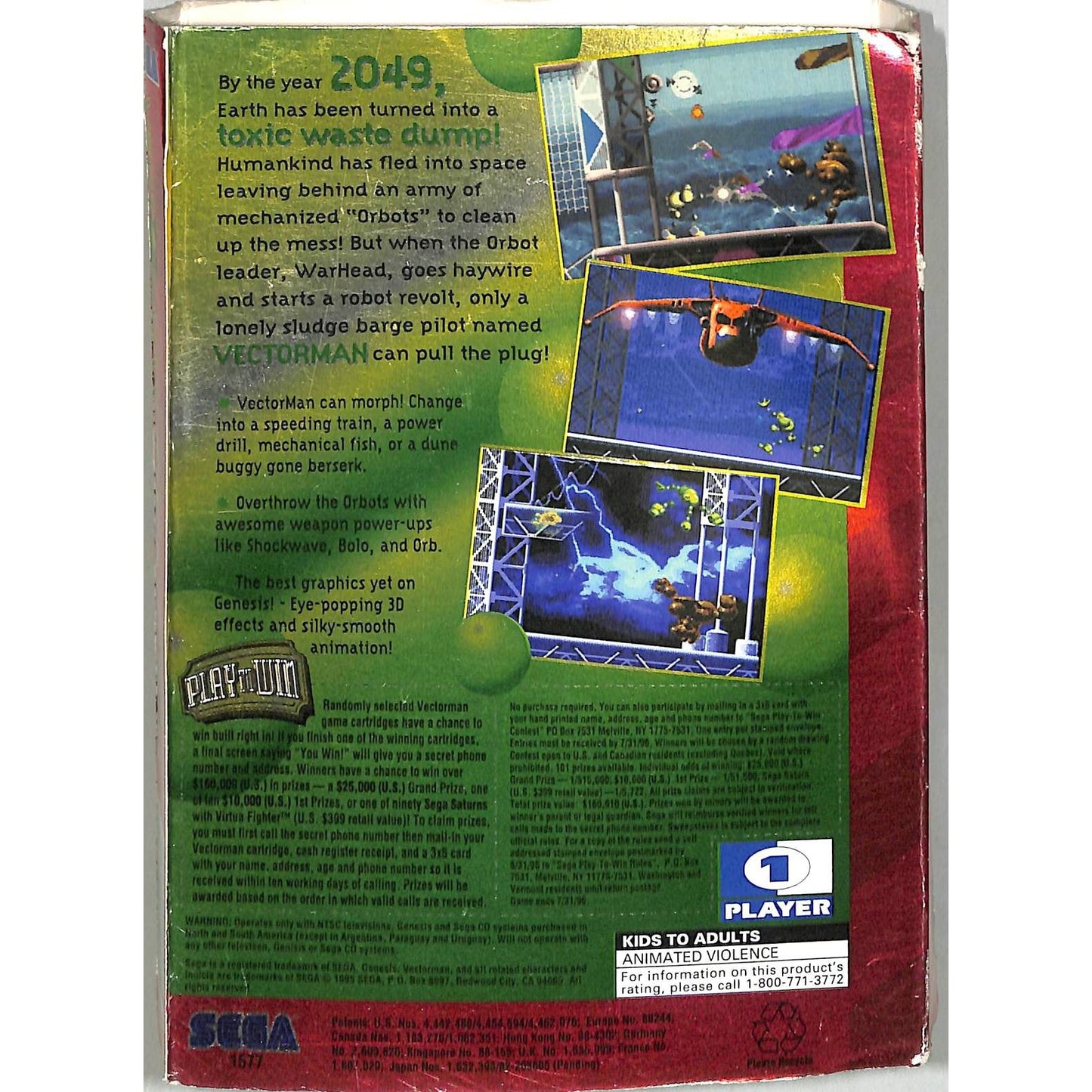 Vectorman (1995) Sega Genesis Cartridge + Manual