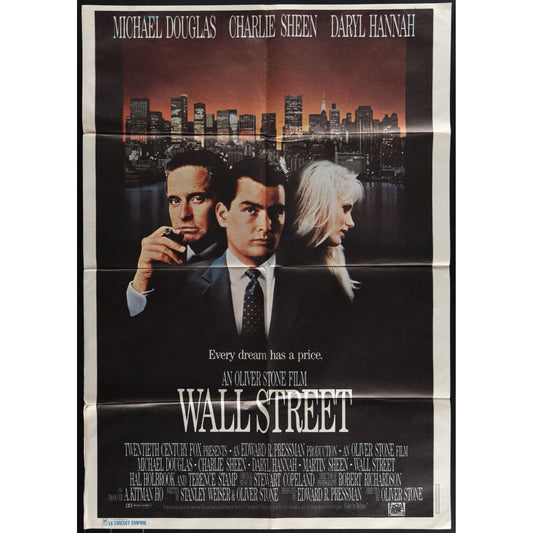 Wall Street (1987) Original Lebanese Movie Poster Folded 27x39