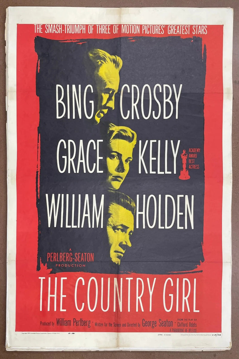 The Country Girl 1954 Original US One Sheet Folded Crosby Kelly Holden Poster