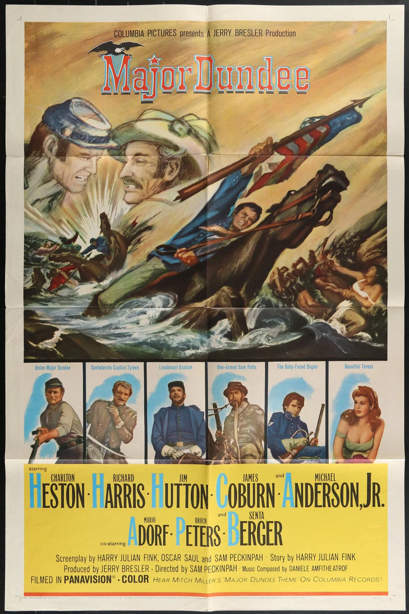 Major Dundee (1965) Original Western Movie Poster 27x41 Charlton Heston