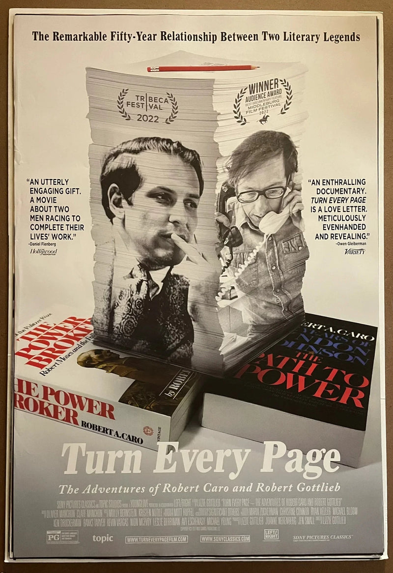 Turn Every Page 2022 US One Sheet 27x40 DS Poster Robert Caro Documentary