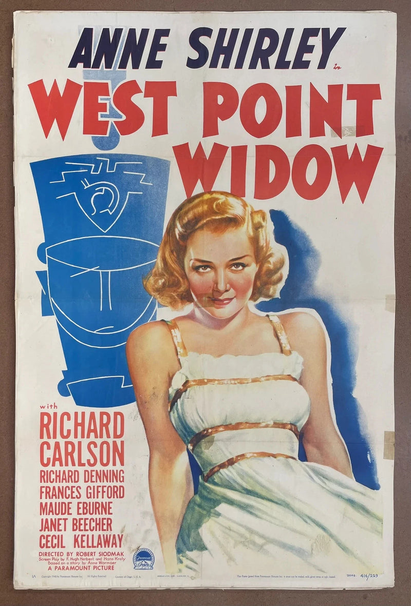 West Point Widow 1941 Original US One Sheet Folded Anne Shirley Poster