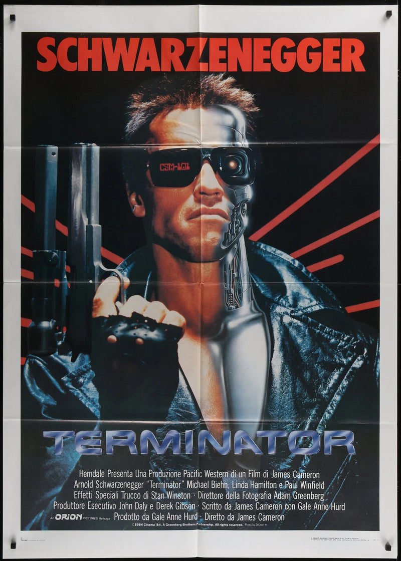 The Terminator 1985 Italian 2 Fogli Movie Poster Arnold Schwarzenegger 39x55