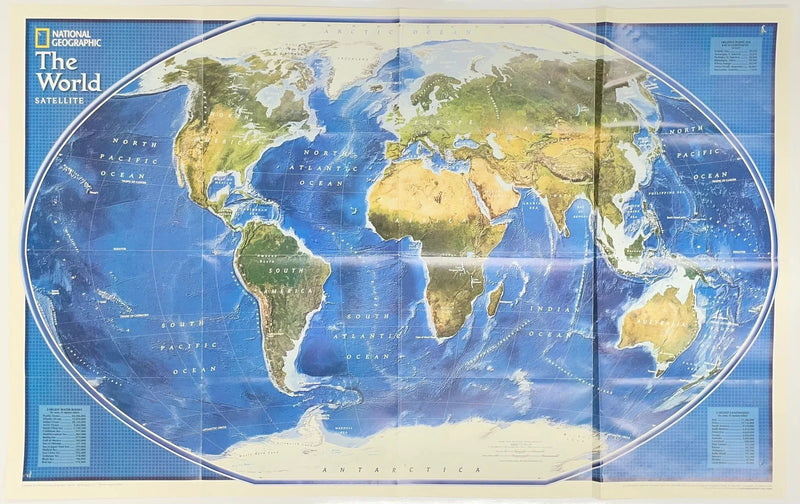 Vintage 2004 National Geographic The World Satellite Supplement Poster Map Print