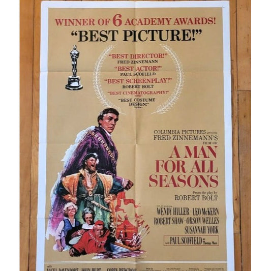 A Man for All Seasons (1966) Original Movie Poster 27x41 Folded Paul Scofield