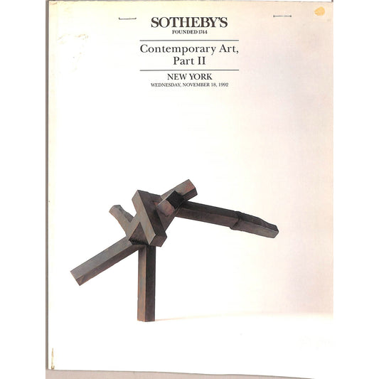 Sotheby's Contemporary Art, Part 2 Auction Catalog November 18, 1992