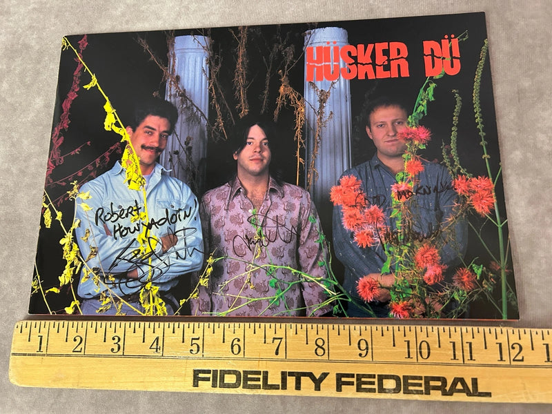 Husker Du Signed 1987 Promo Photo Book Bob Mould Grant Hart Greg Norton