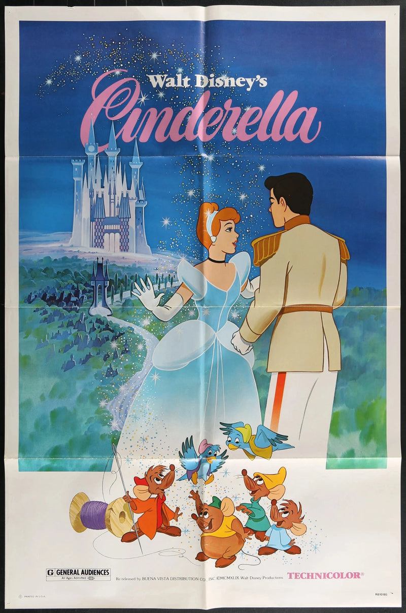 Cinderella (1981) Disney Re-Release Original One Sheet Poster 27x41