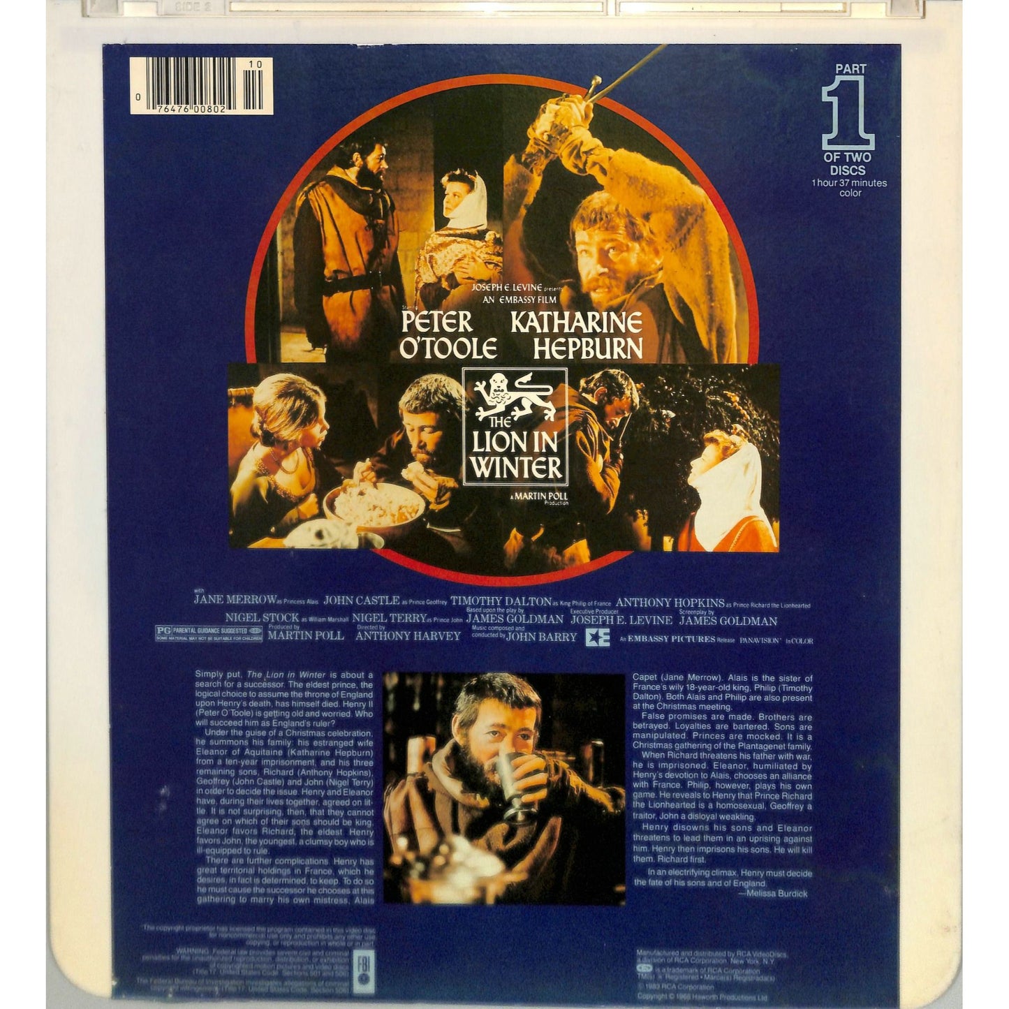 The Lion in Winter (1968) Vintage Double CED Videodisc