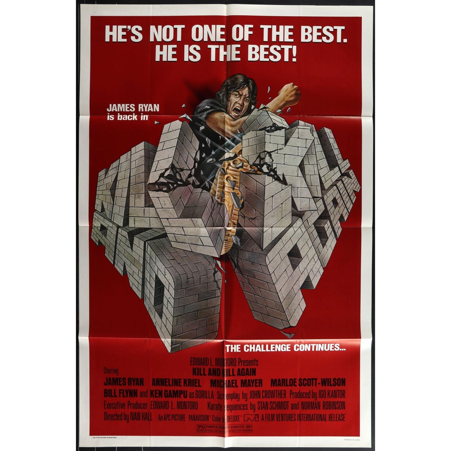 Kill and Kill Again (1981) Original Movie Poster Folded 27x41