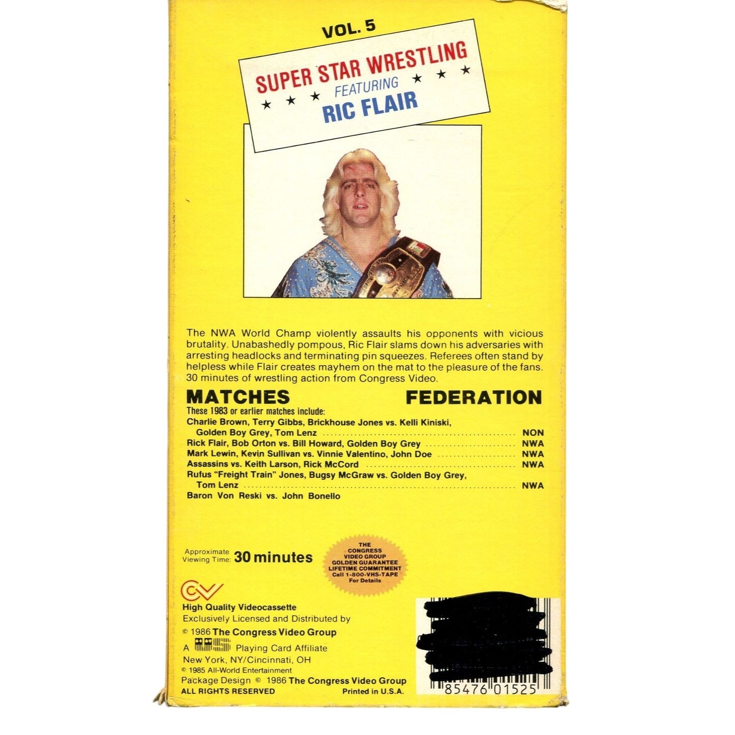 Super Star Wrestling: Ric Flair Vol. 5 (1986) Wrestling VHS Tape