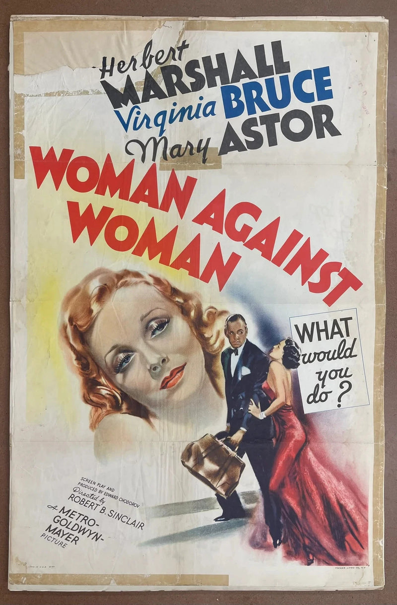 Woman Against Woman 1938 Original Folded Herbert Marshall Virginia Bruce Poster