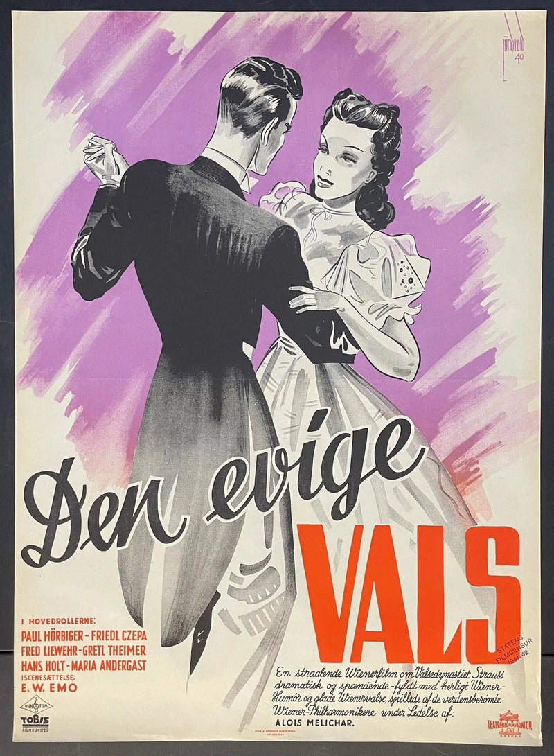 Den Evige Vals (1940) Original Danish Movie Poster 24x33